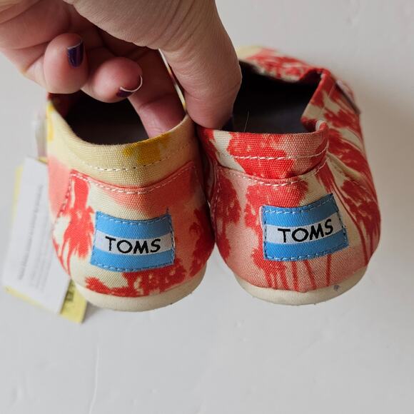 Toms Classic Slip On Orange Palm Tree Print Women's 6 Summer Vacation Casual - Picture 6 of 8